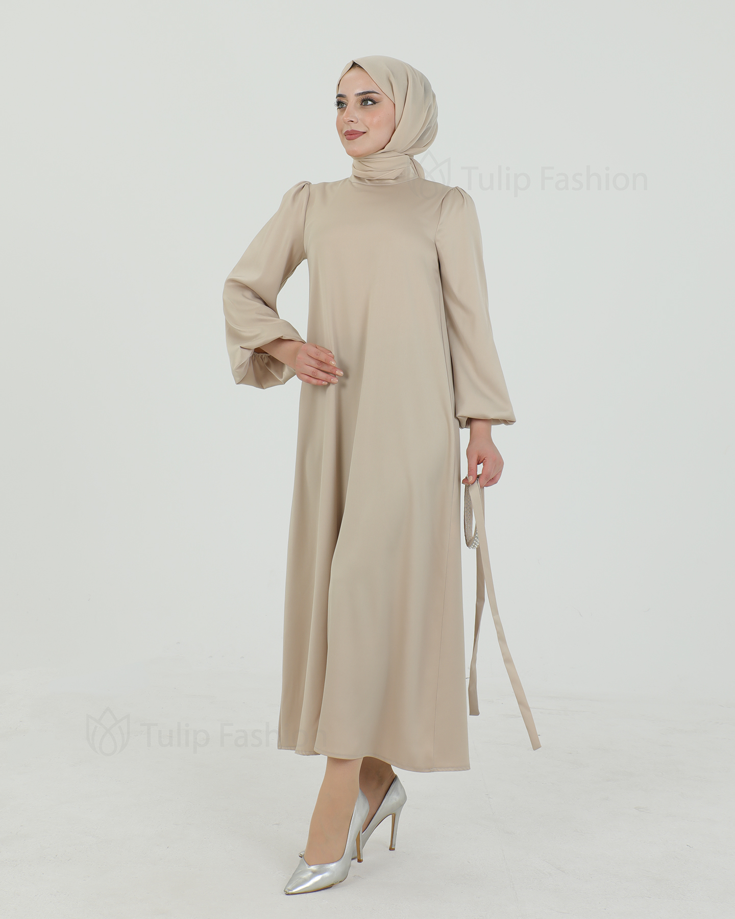 Festklänning - Beige - 5