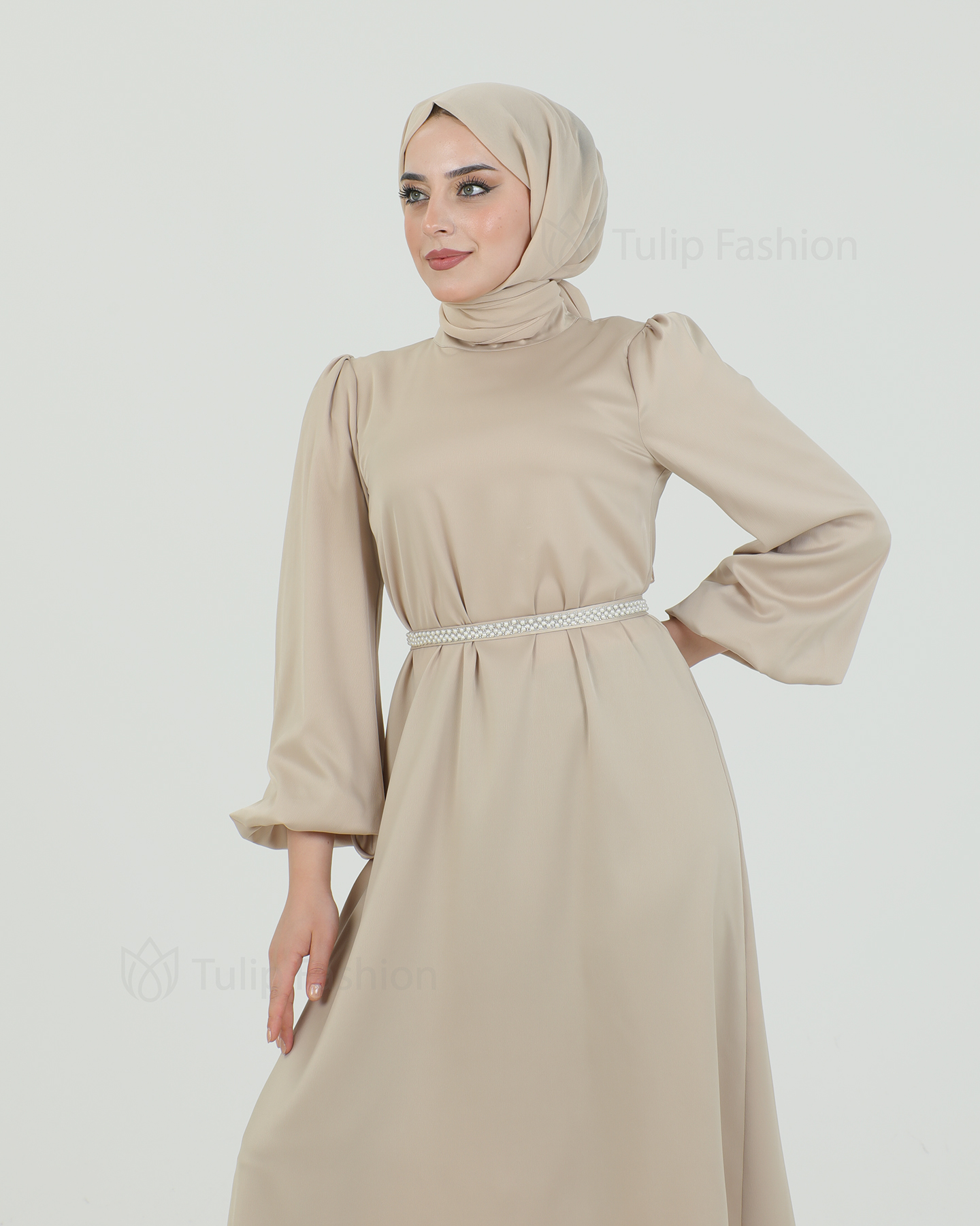 Festklänning - Beige - 3