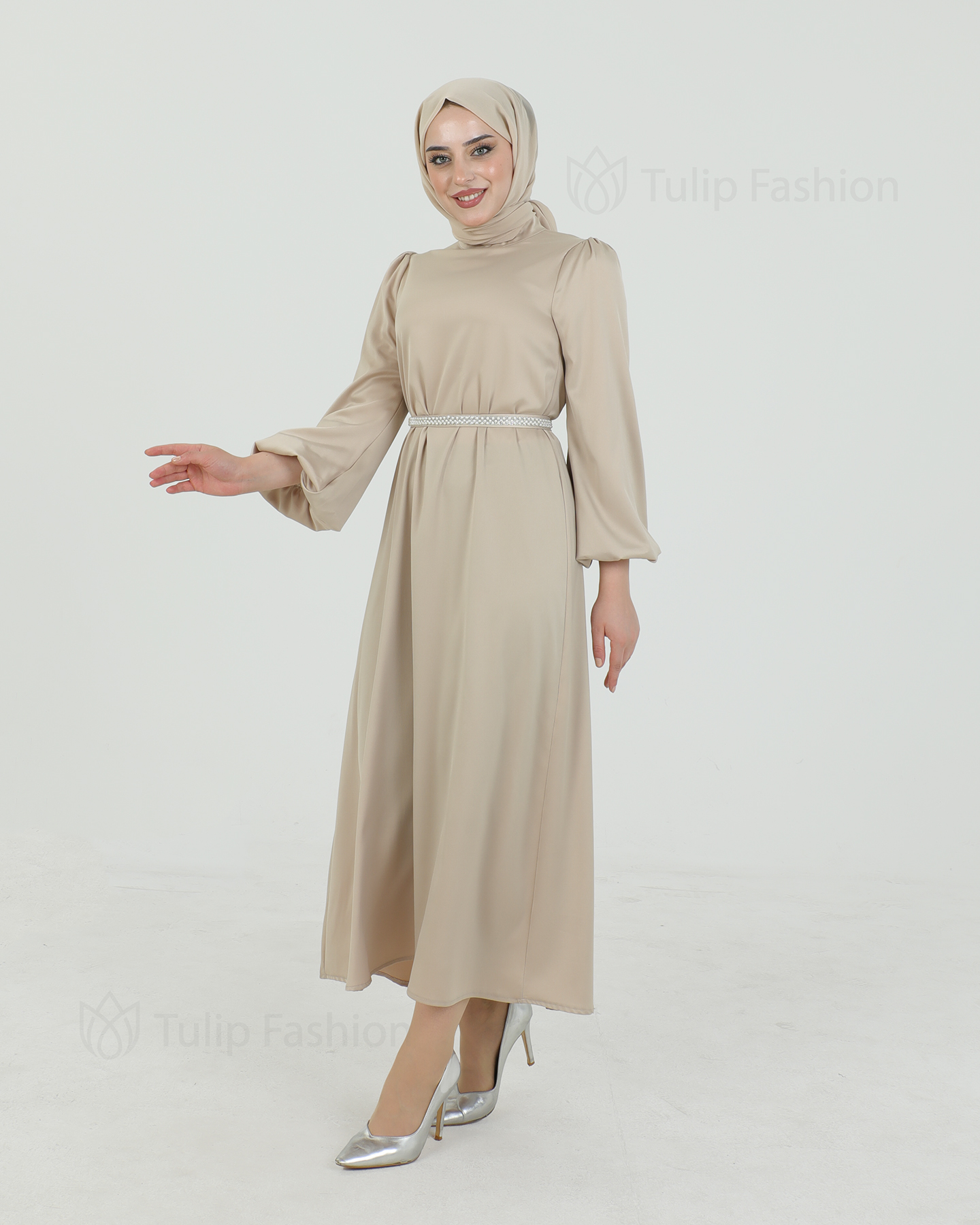 Festklänning - Beige - 2