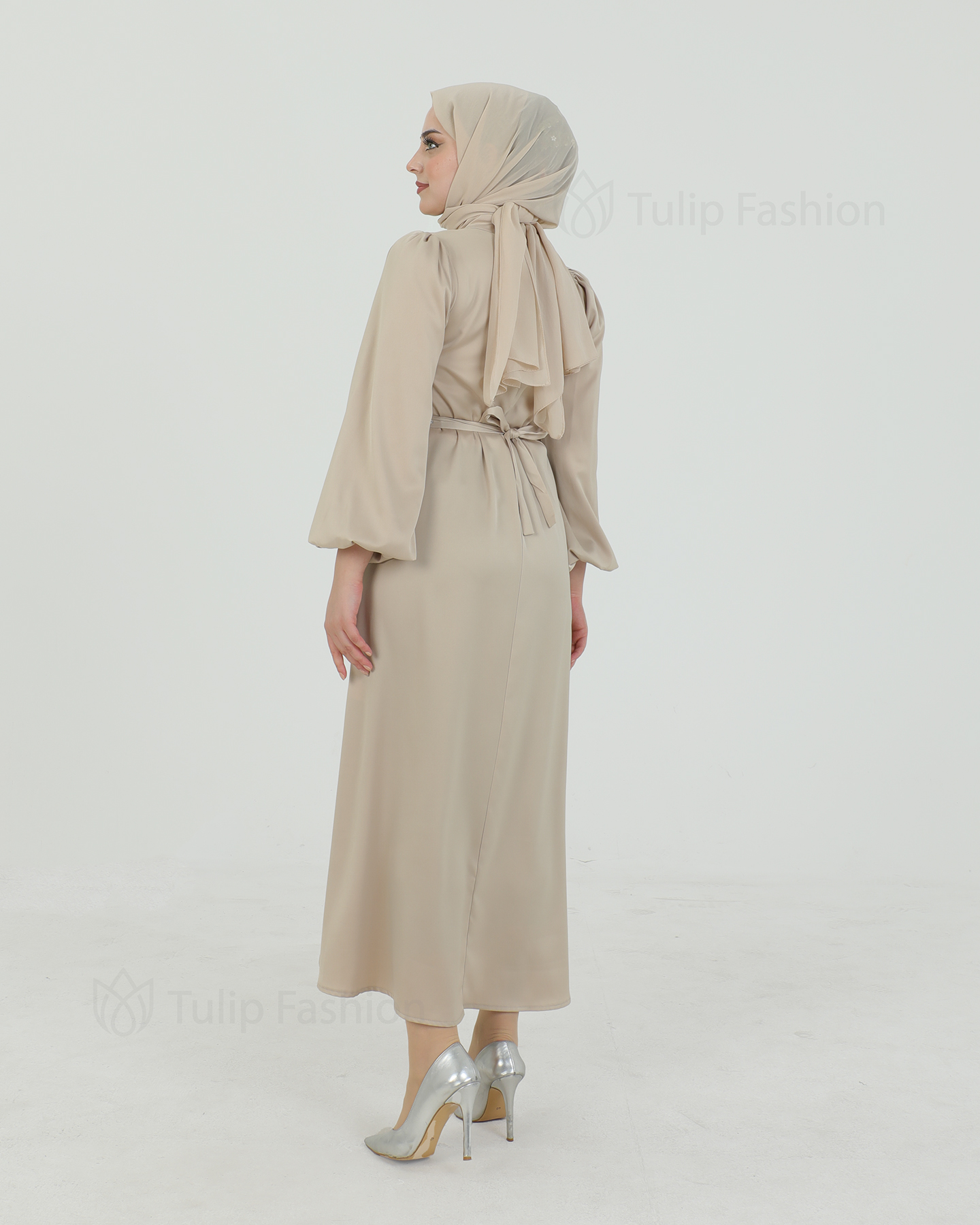 Festklänning - Beige - 4
