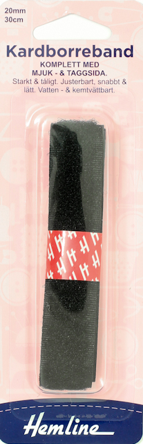 Kardborreband 20mmx30cm svart