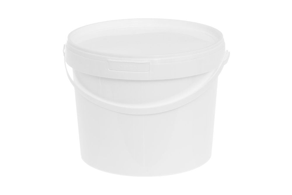 Plasthink med lock, vit 3 L