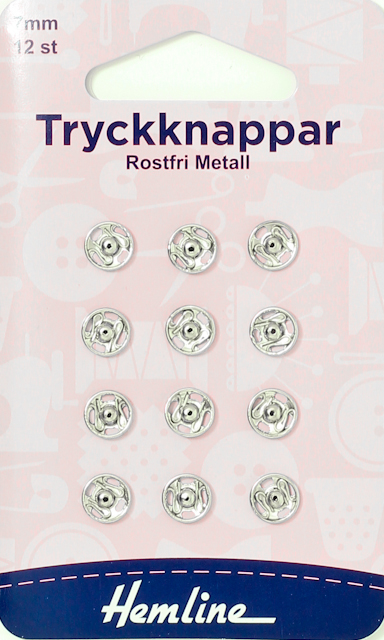 Tryckknappar 7mm Silver 12st
