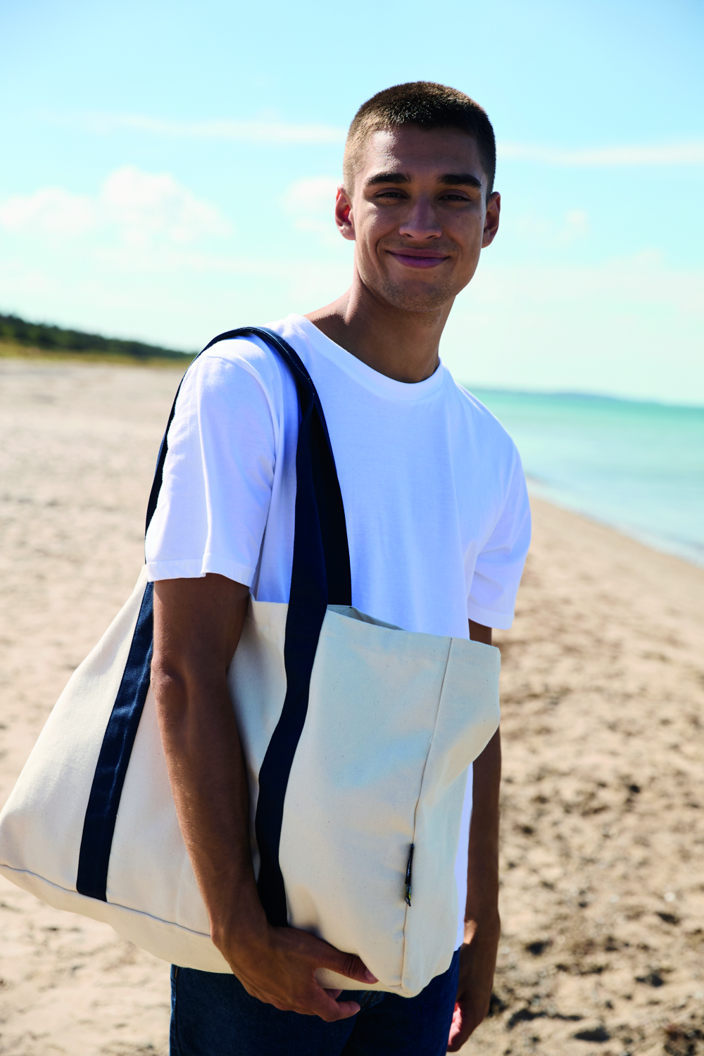 Beach Bag - Neutral - Fairtrade & EKO GOTS - Natur/Navy