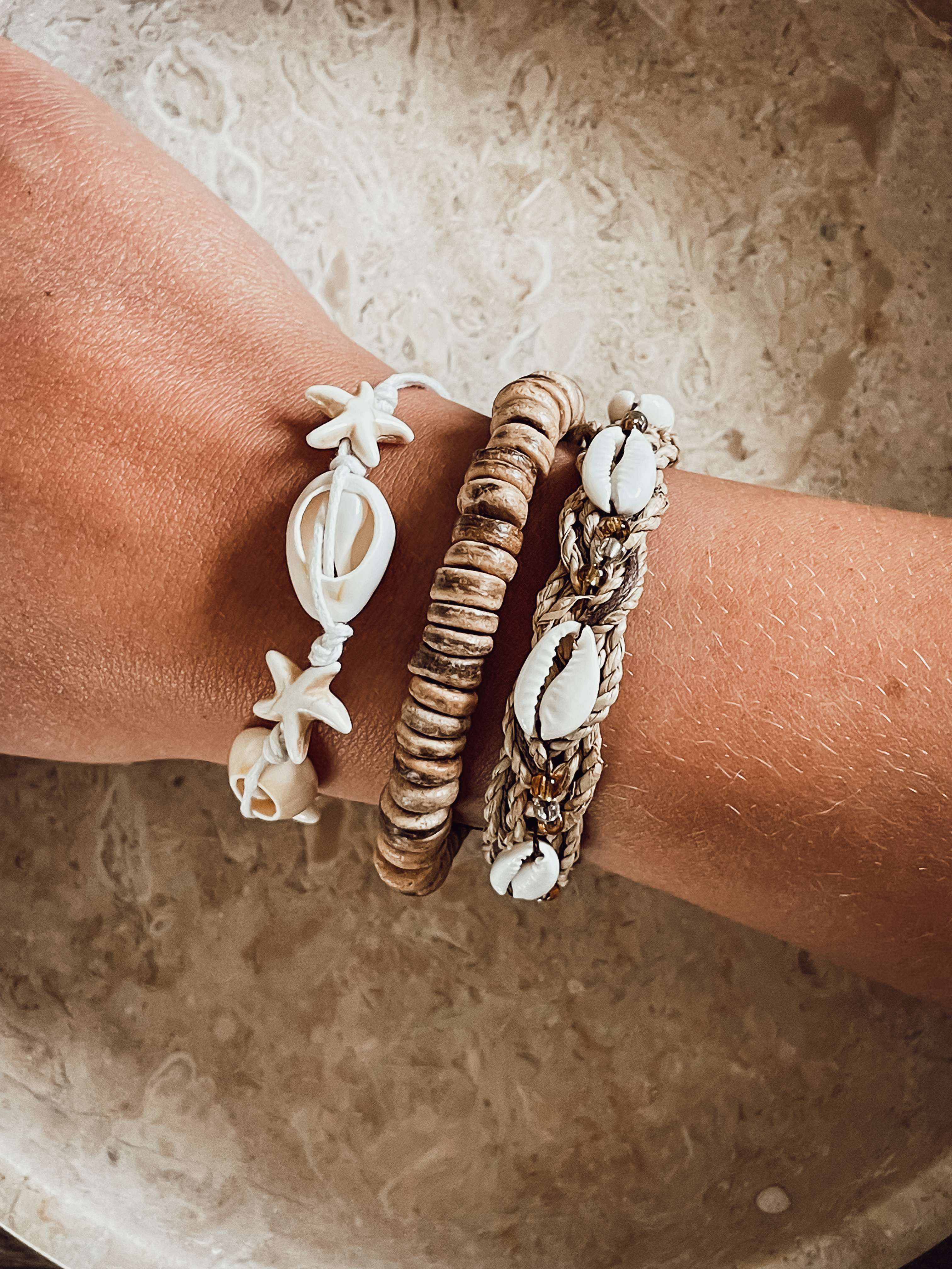 Armband Mix Snäcka Beige
