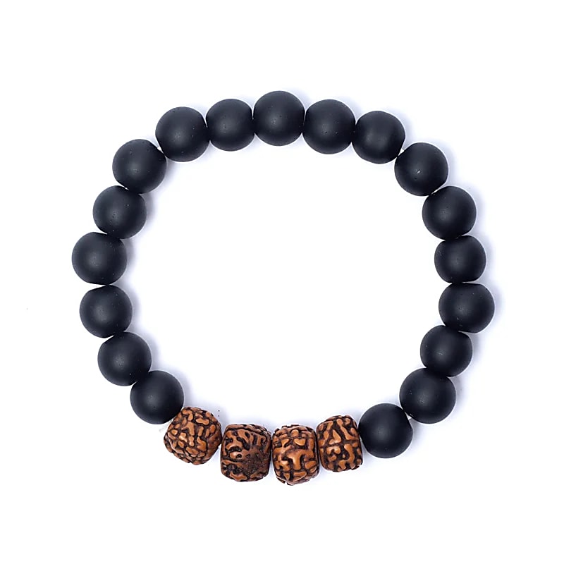 Armband rudraksha / svart onyx 8 cm - 2