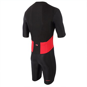 Zone3 Men's ACTIVATE FULL ZIP SHORT SLEEVE TRISUIT - BLACK/RED 