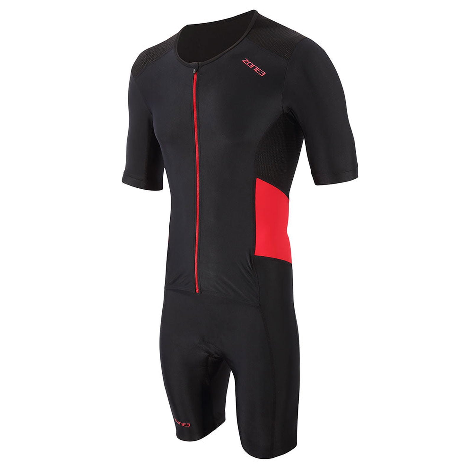 Zone3 Men's ACTIVATE FULL ZIP SHORT SLEEVE TRISUIT - BLACK/RED 