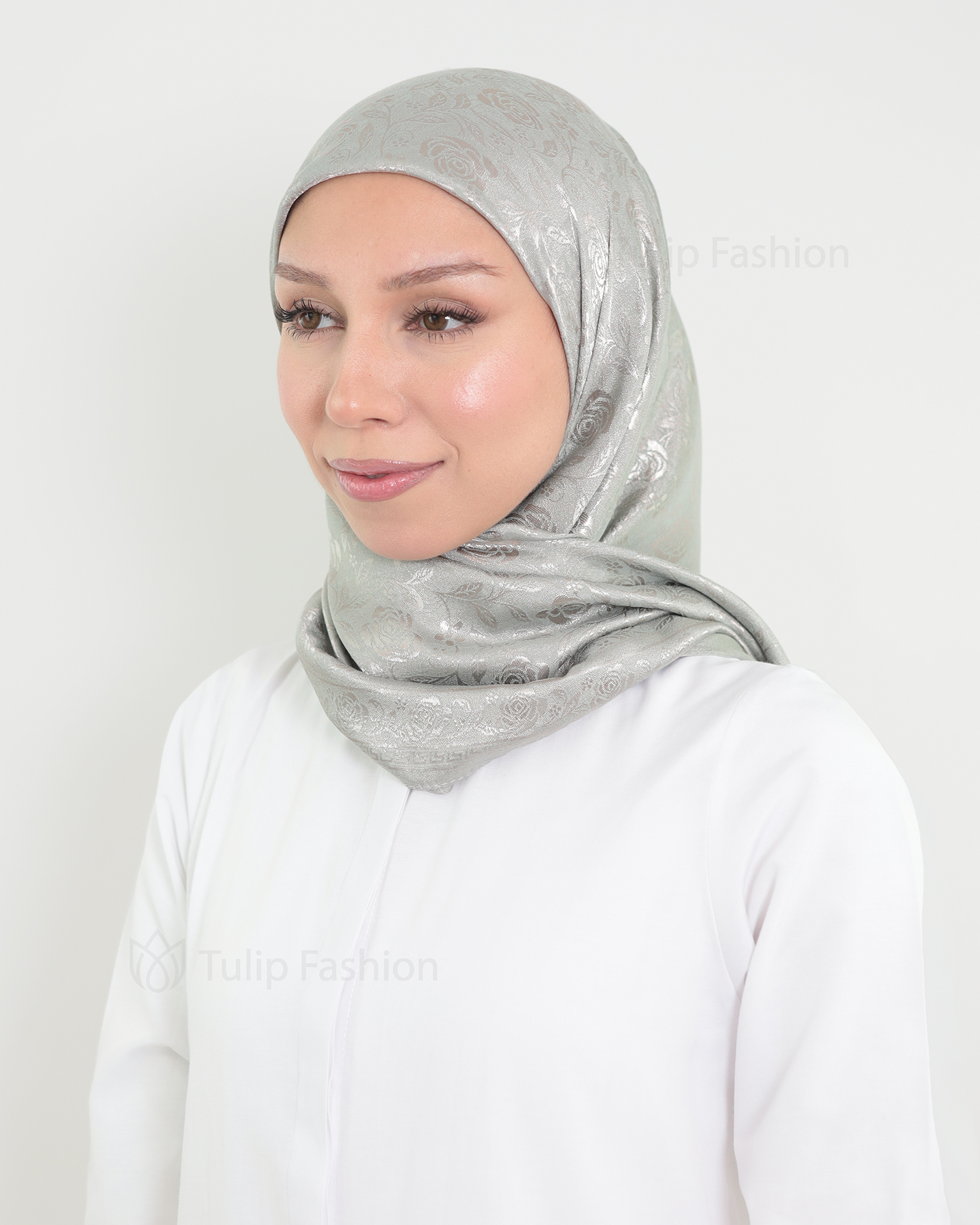 Hijab - Square Viskon 120 cm - Gray - 2