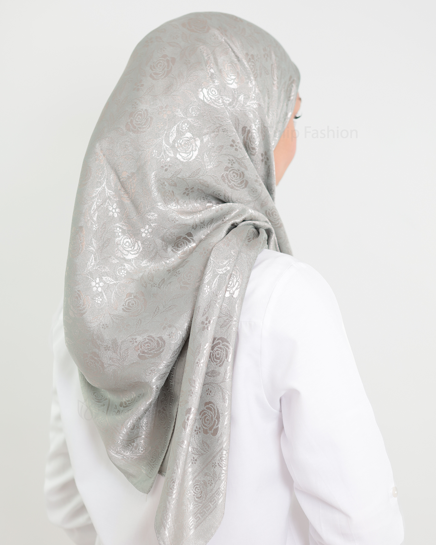 Hijab - Square Viskon 120 cm - Gray - 3
