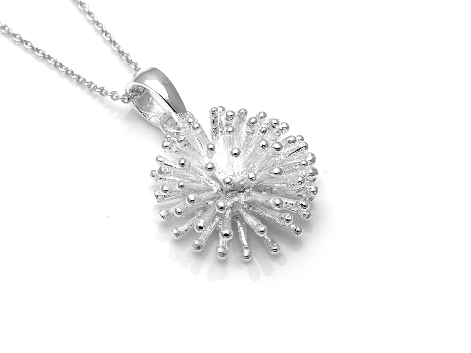 Maskros Halsband i Äkta 925 Silver, Blomster Hänge, Blomma Smycke