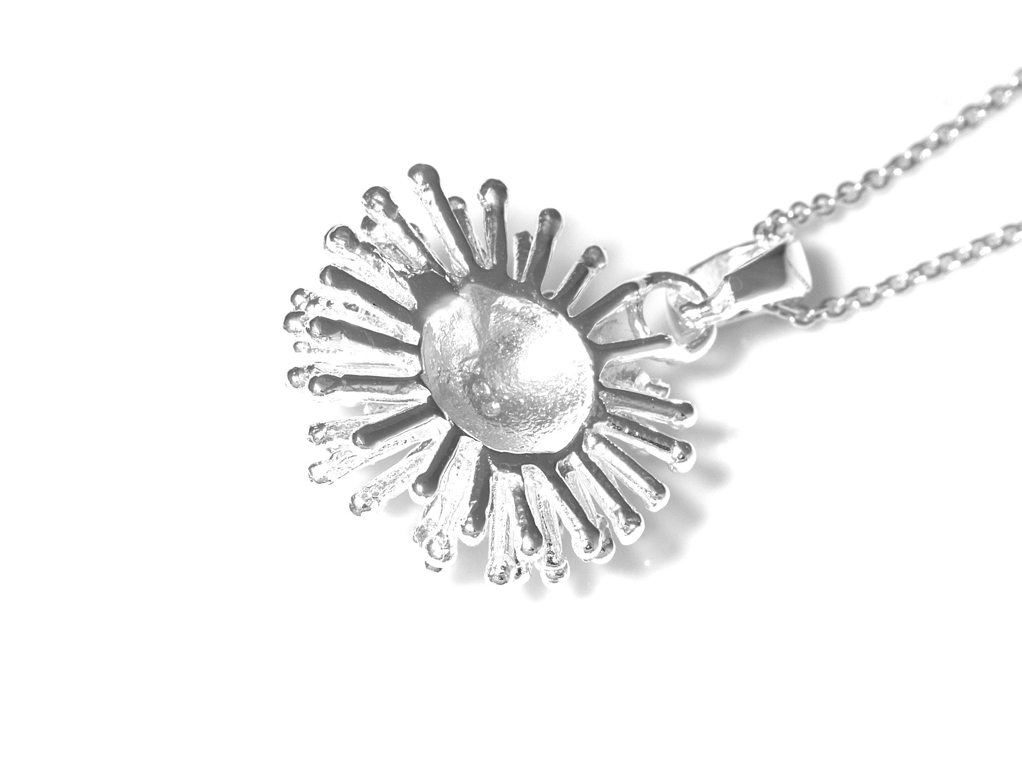 Maskros Halsband i Äkta 925 Silver, Blomster Hänge, Blomma Smycke - 3