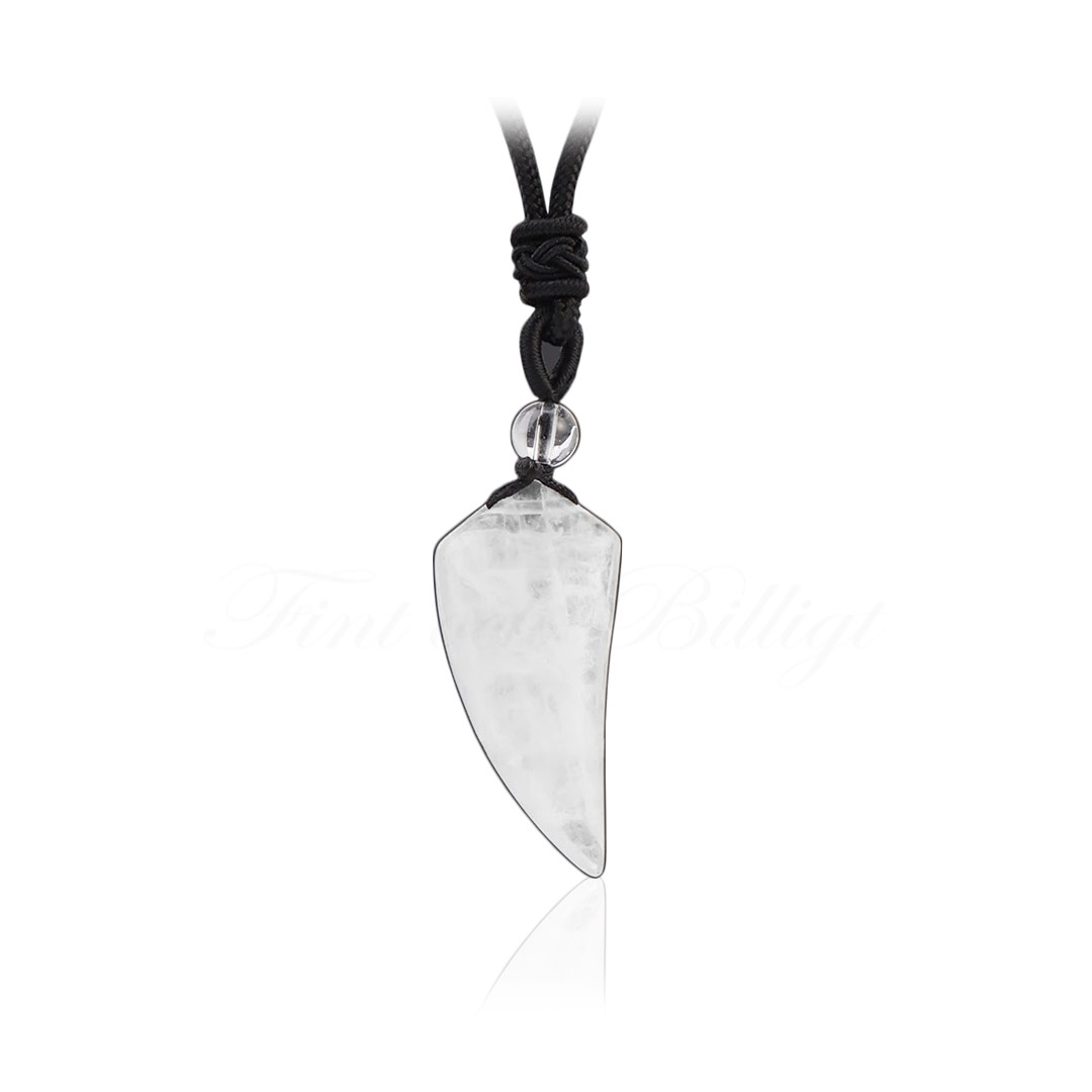 Halsband Wolf Tooth natural stone white crystal amulett halsband fashion smycken FintochBilligt