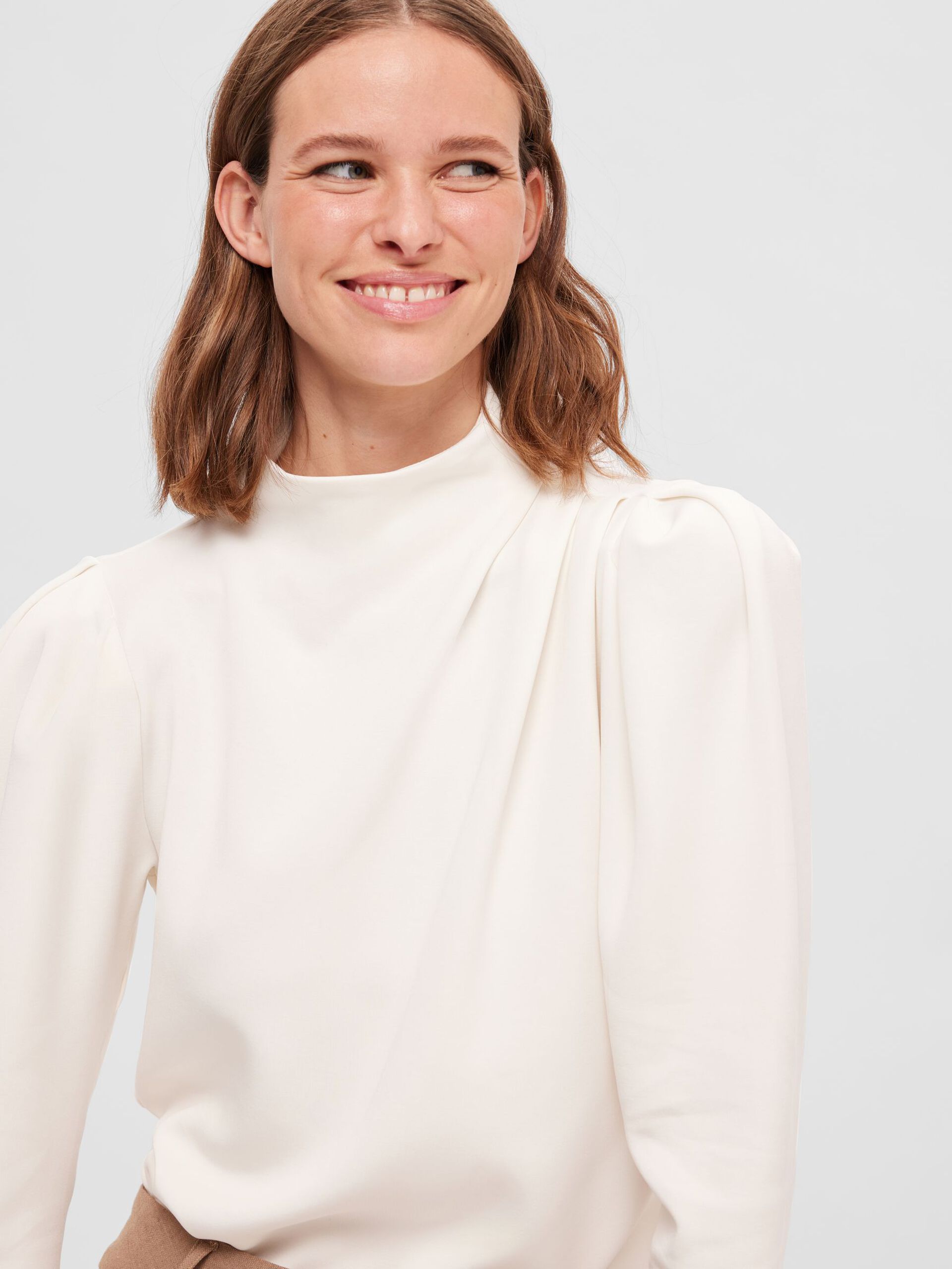 Selected Femme Fenja Draped Top Snow White - 5
