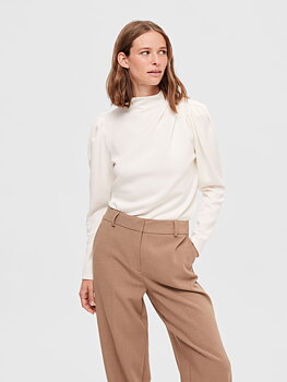 Selected Femme Fenja Draped Top Snow White