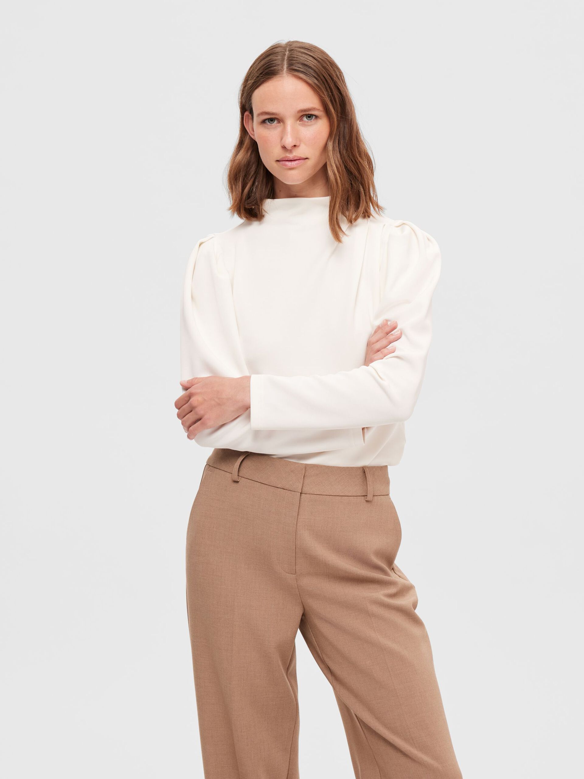 Selected Femme Fenja Draped Top Snow White - 6