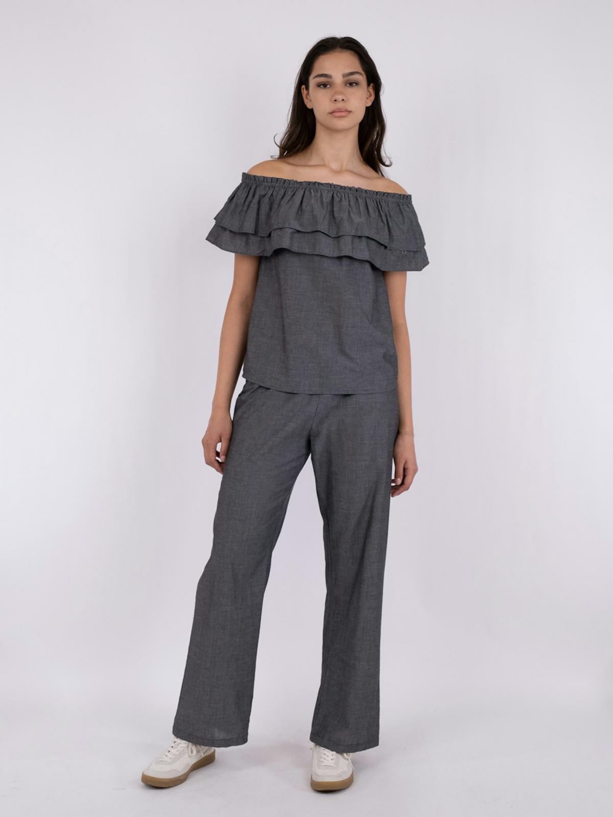 Neo Noir Austin Chambray Top, Black - 5