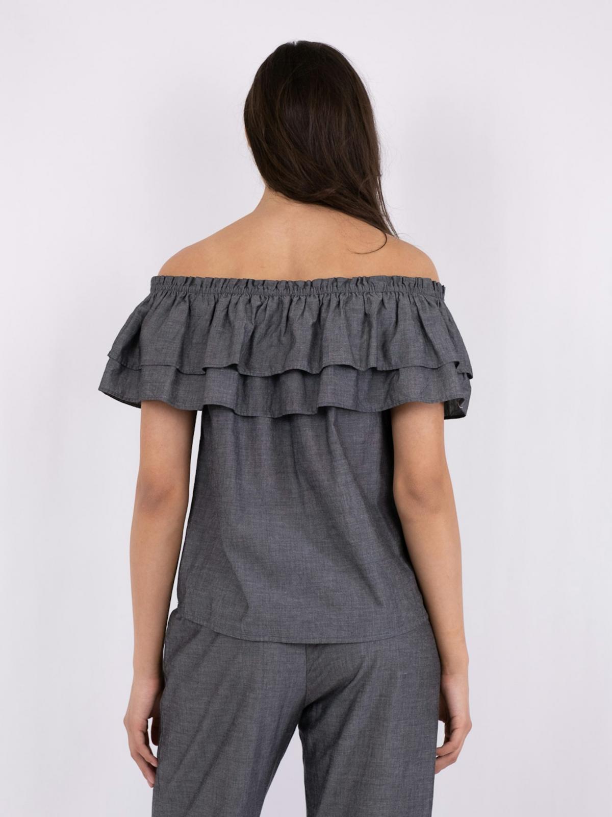 Neo Noir Austin Chambray Top, Black - 4