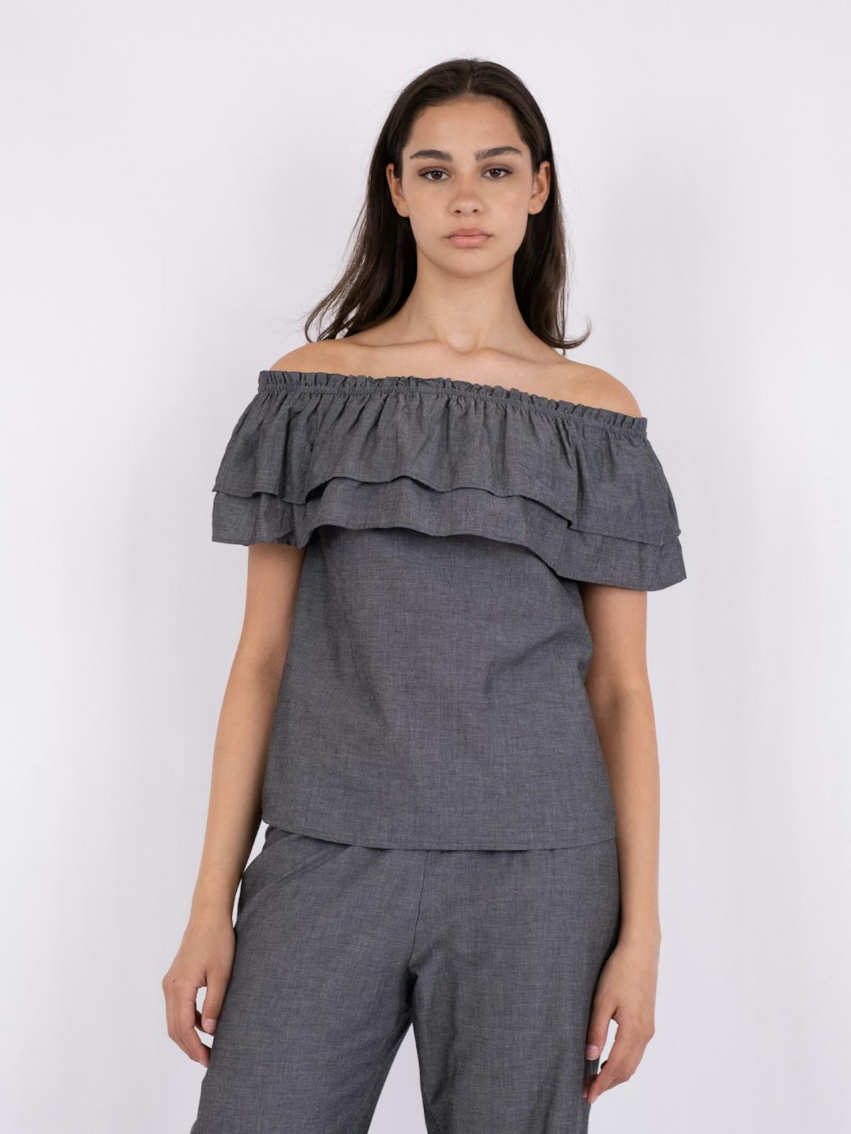 Neo Noir Austin Chambray Top, Black - 3