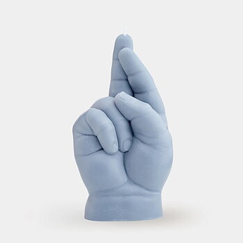 Baby Candle Hand Crossed Fingers Grey