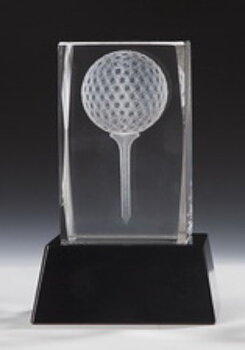 Kristall block 3D Golf, höjd 110 mm