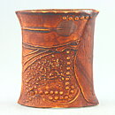 Bertil Vallien (Terra 1978) Brown Hourglass Vase with Relief Decor 13 cm (3)