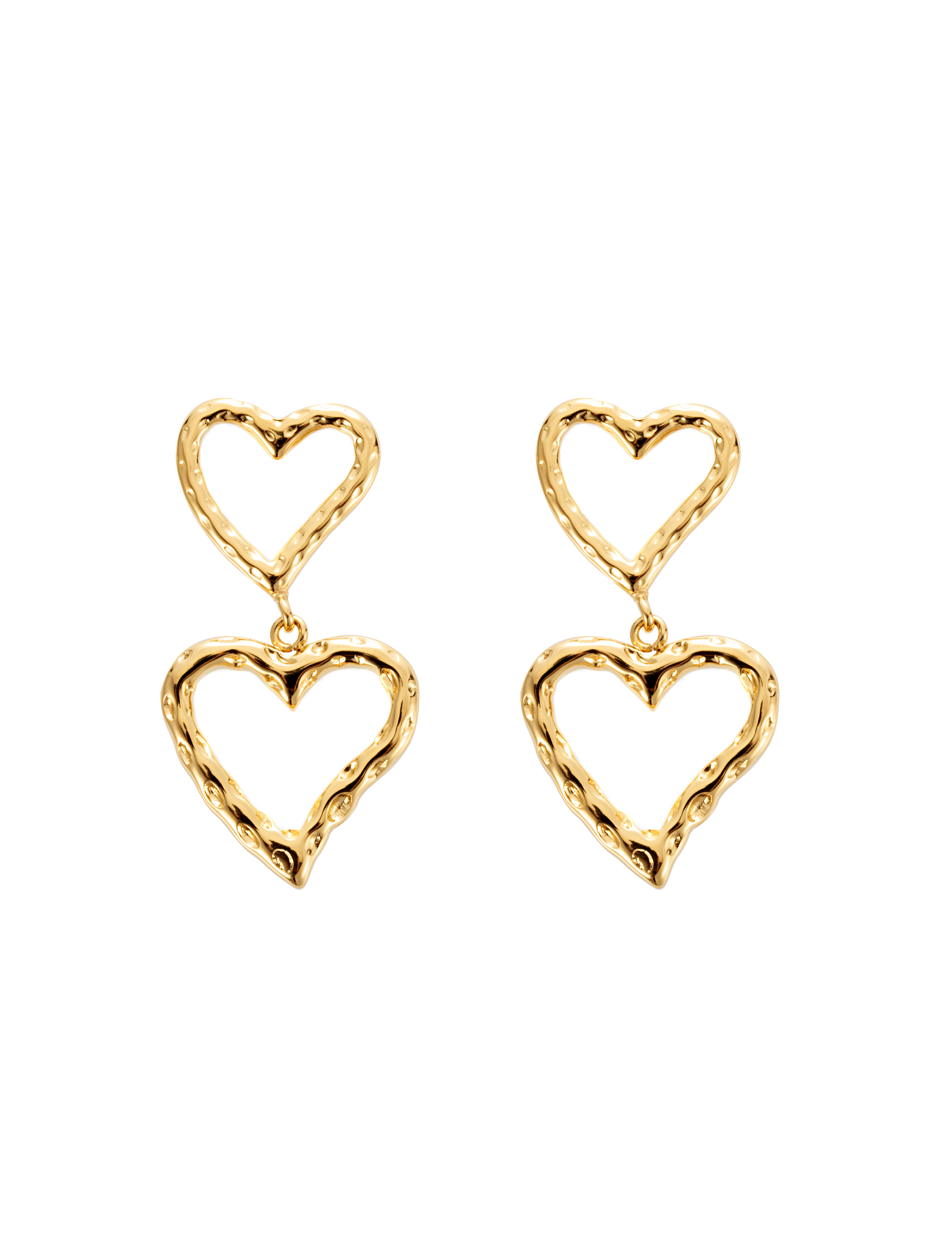 open heart double earring gold