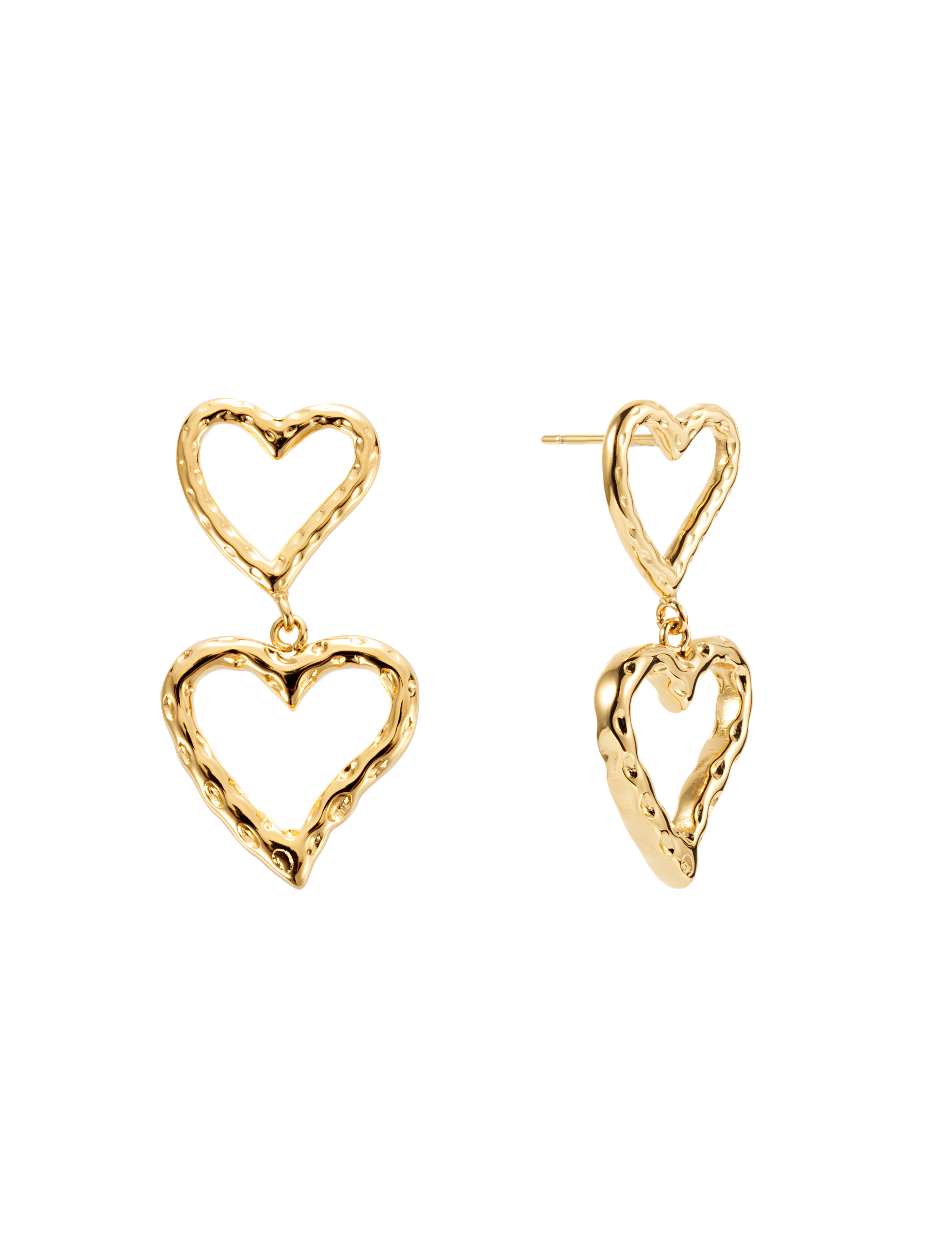 open heart double earring gold - 3