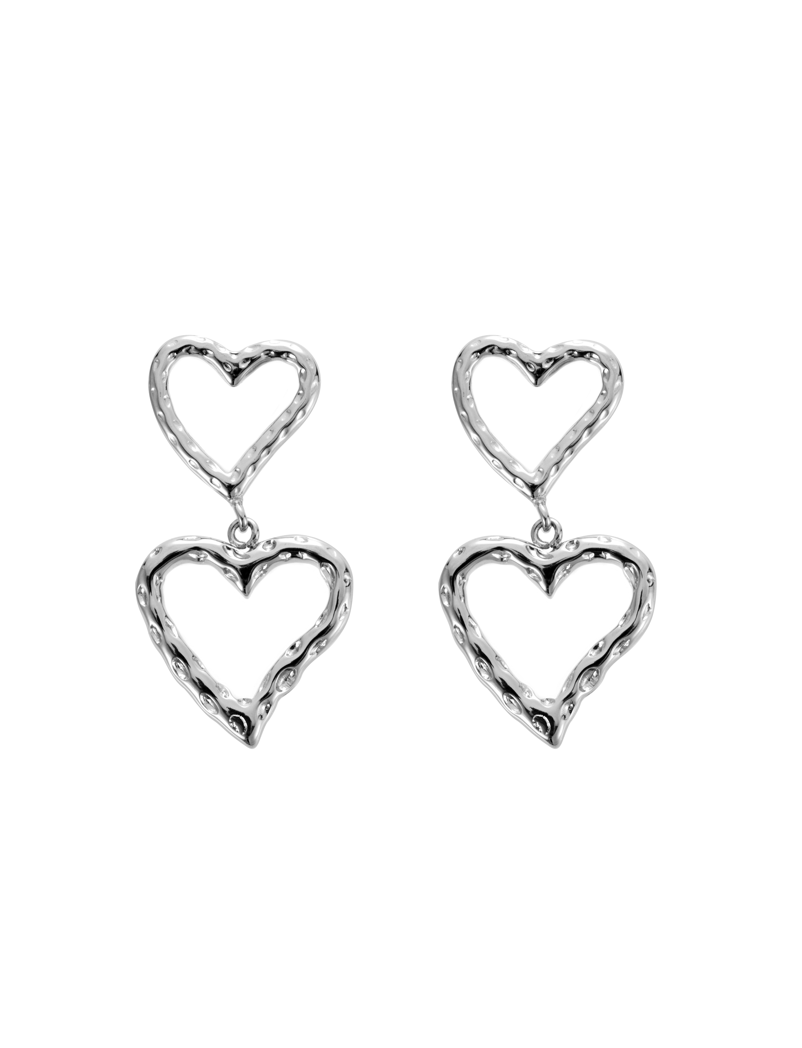 open heart double earring steel