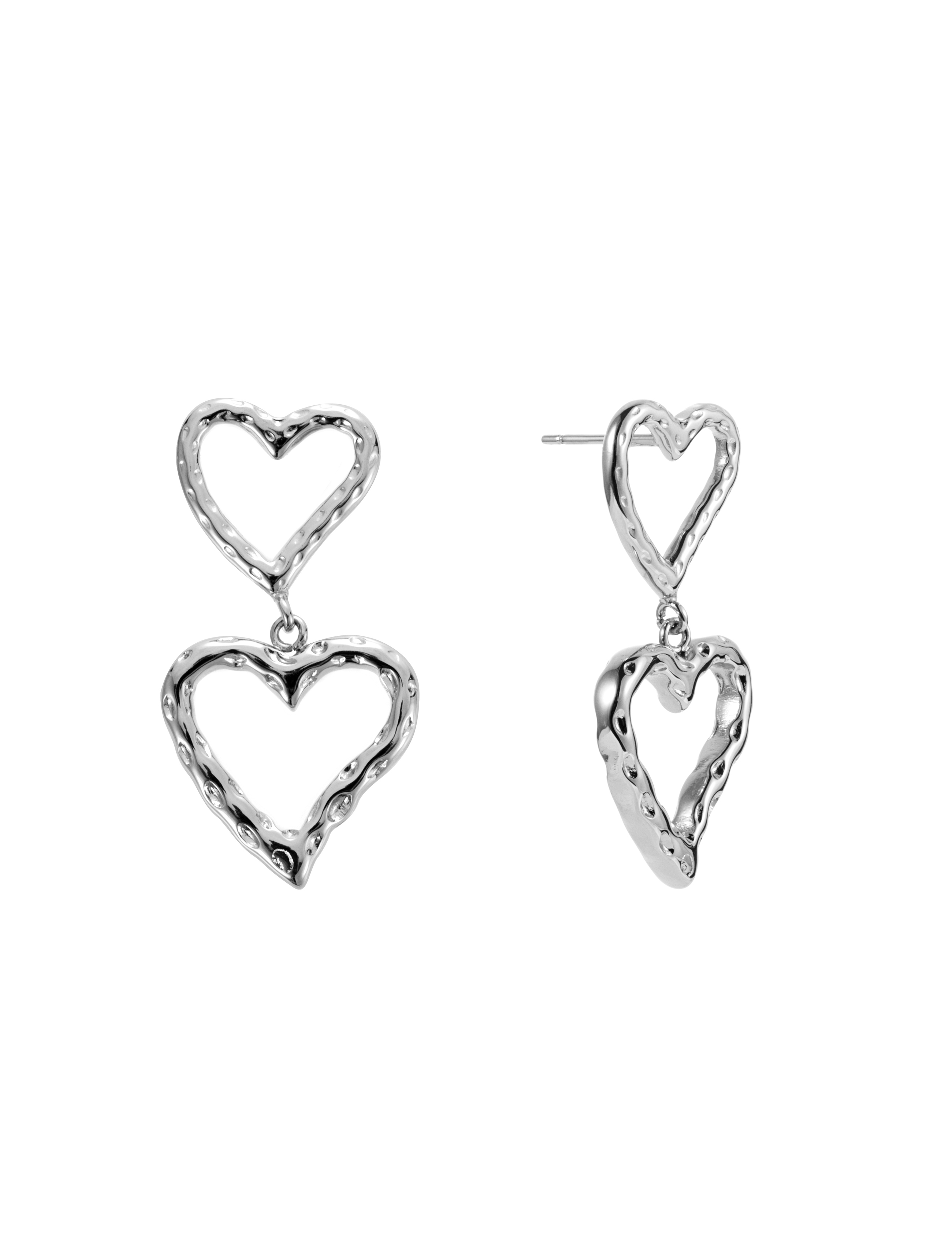 open heart double earring steel - 2