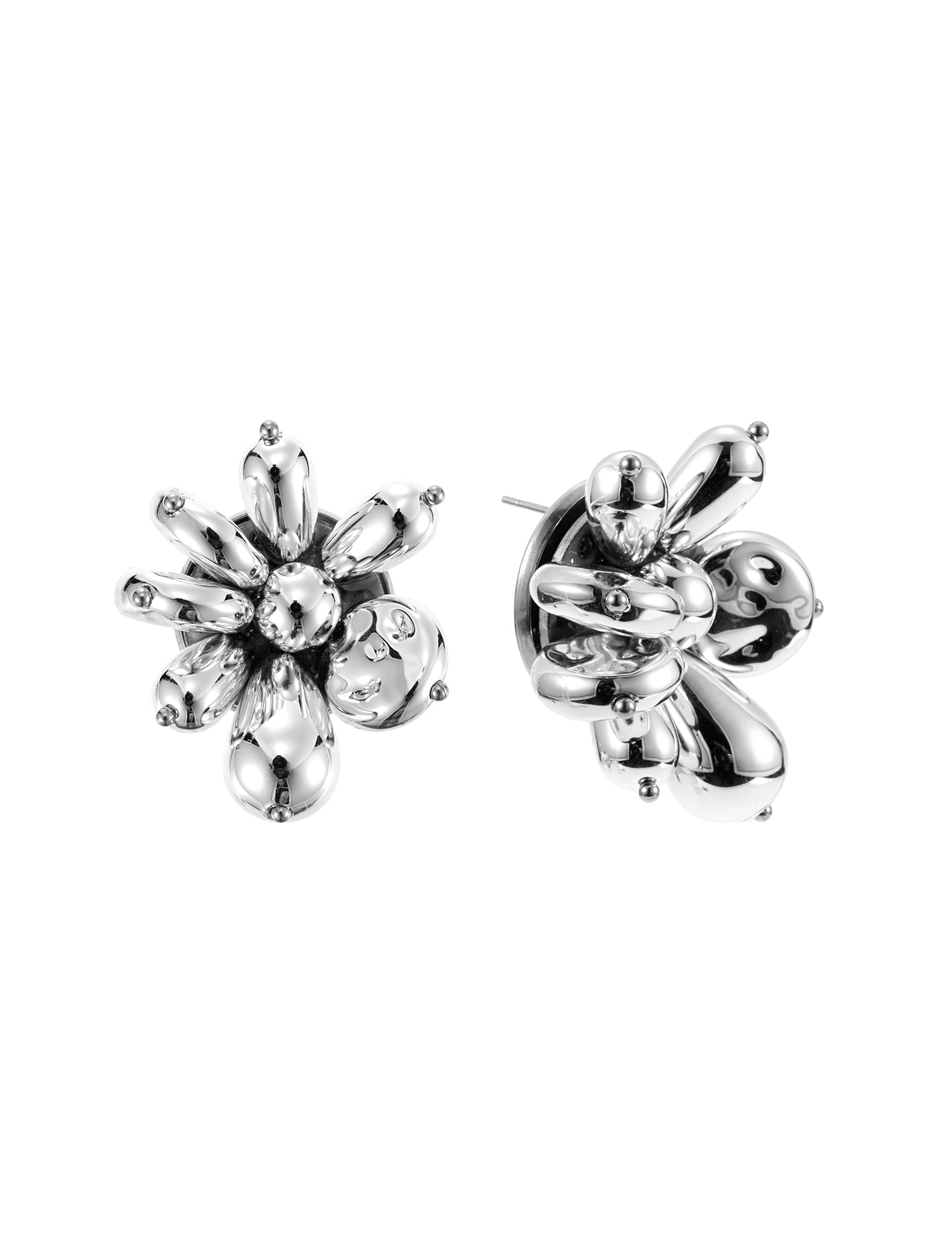 Pearl cluster earring silver - 2