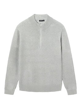 NLMNURJOS LS HALF ZIP KNIT Light Grey Melange