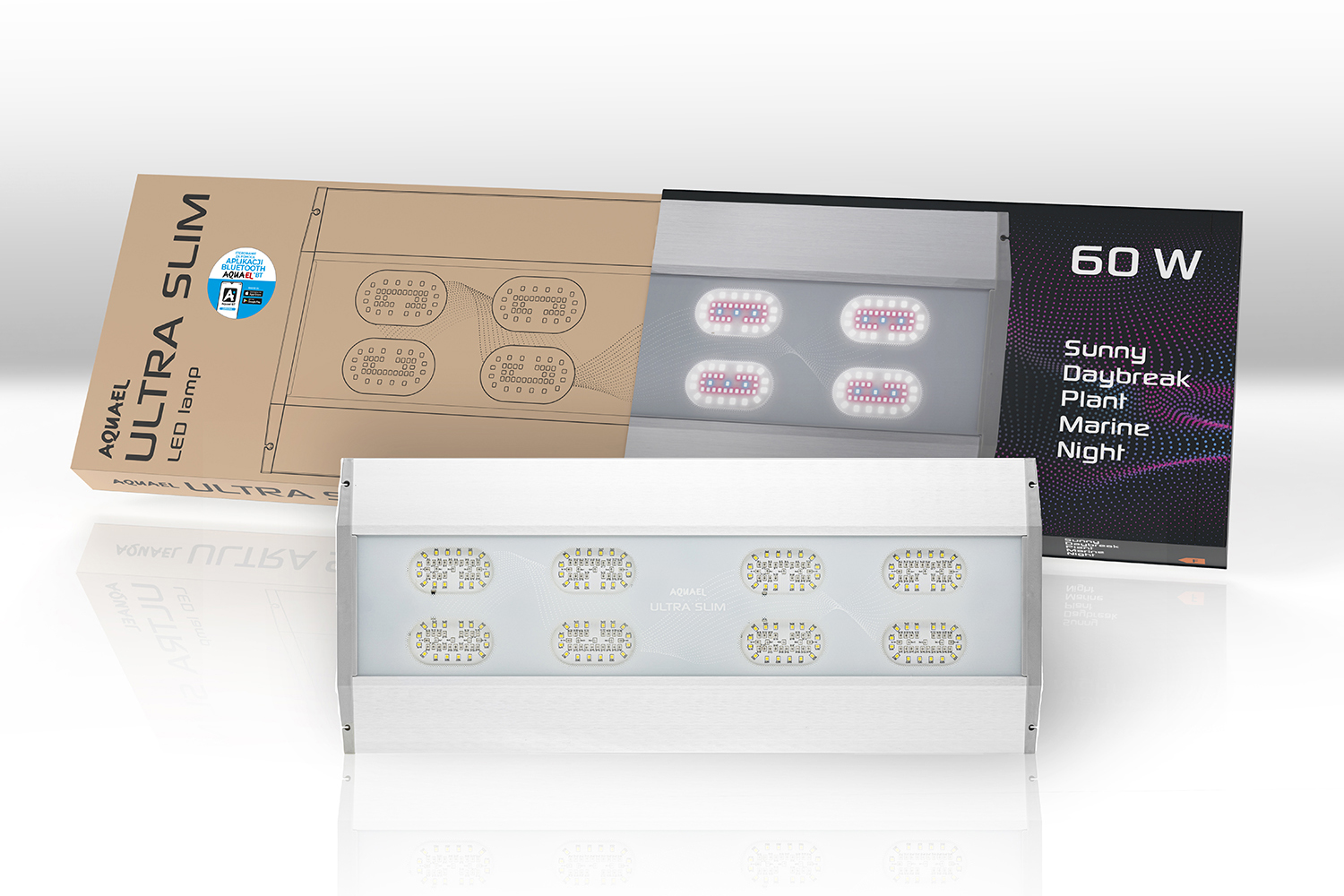 Aquael Ultra Slim BT 60 LxBxH: 59,4x25,2x1,7 cm, 60w