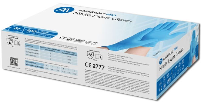 Nitrilhandske  Exam (S, M, XL) Puderfri Blå – Amabilia® Pro