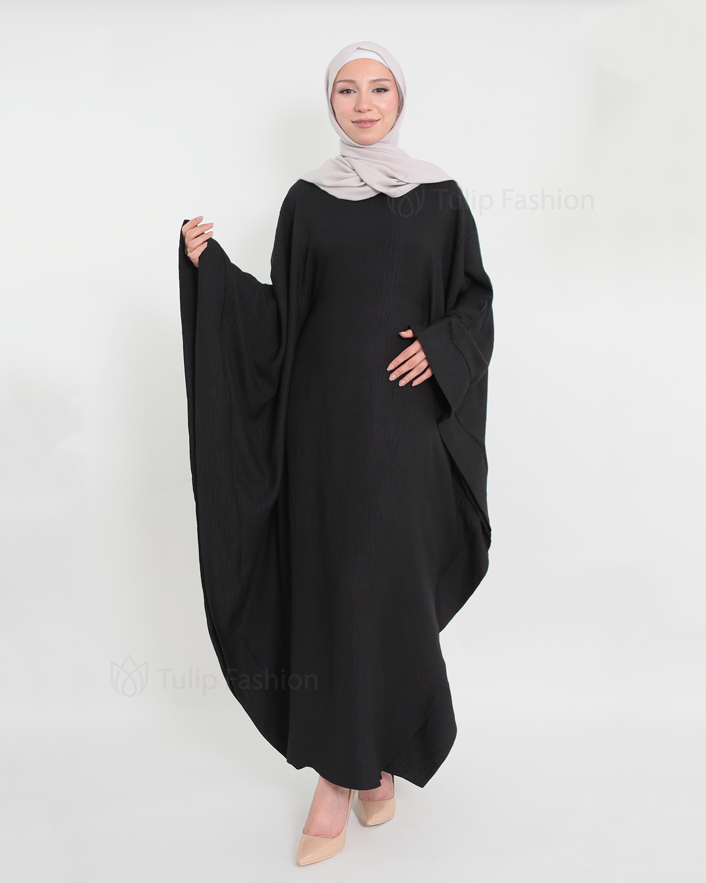 Butterfly Abaya - Black - 2