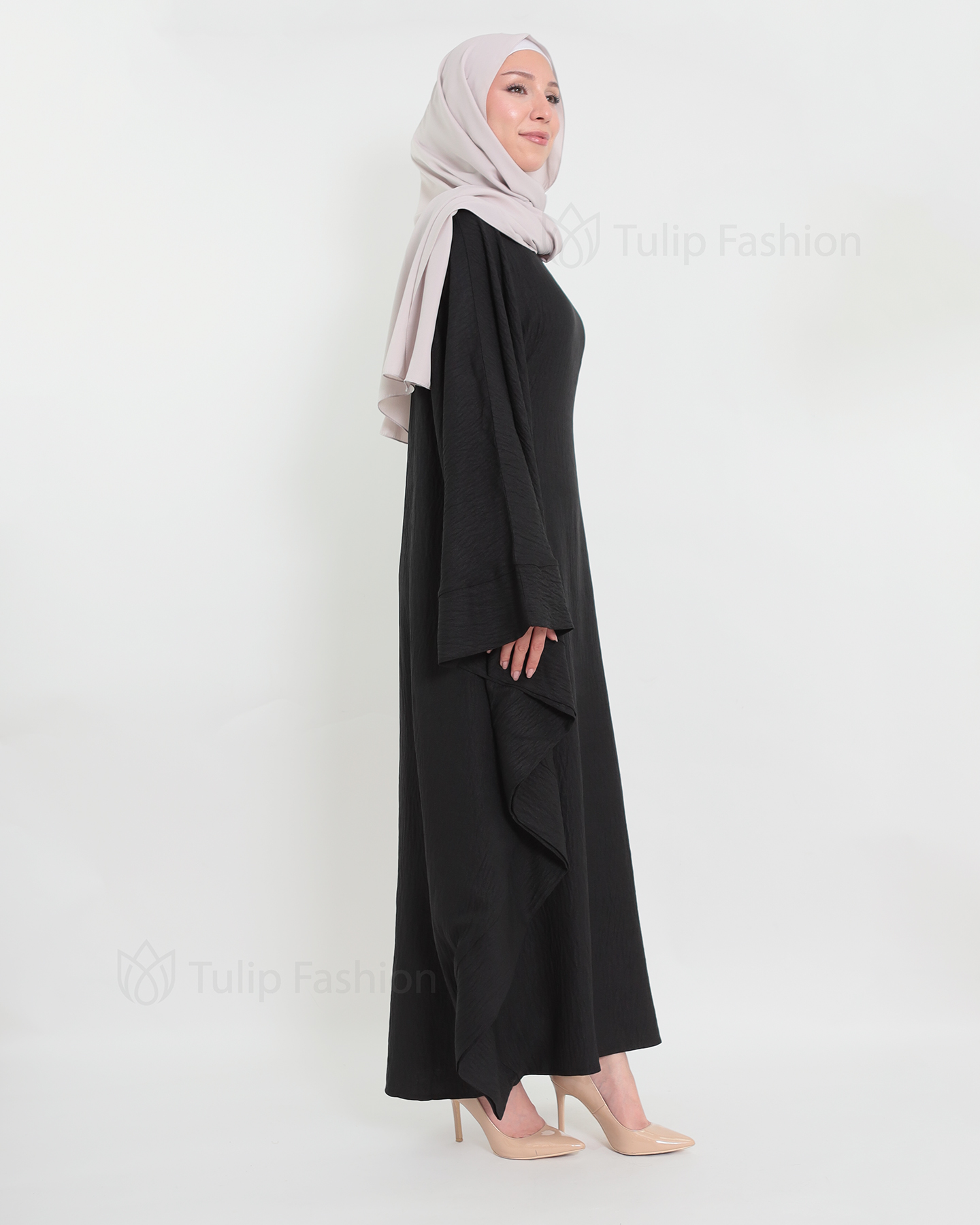 Butterfly Abaya - Black - 5