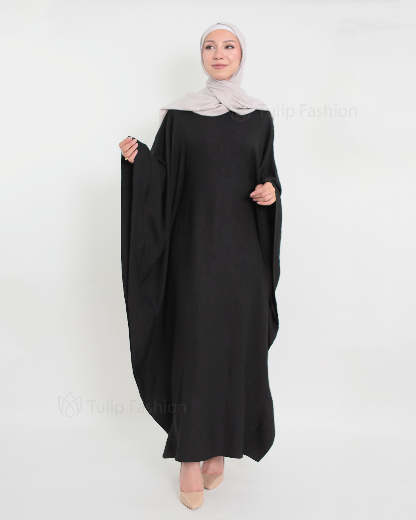 Butterfly Abaya - Black - 3