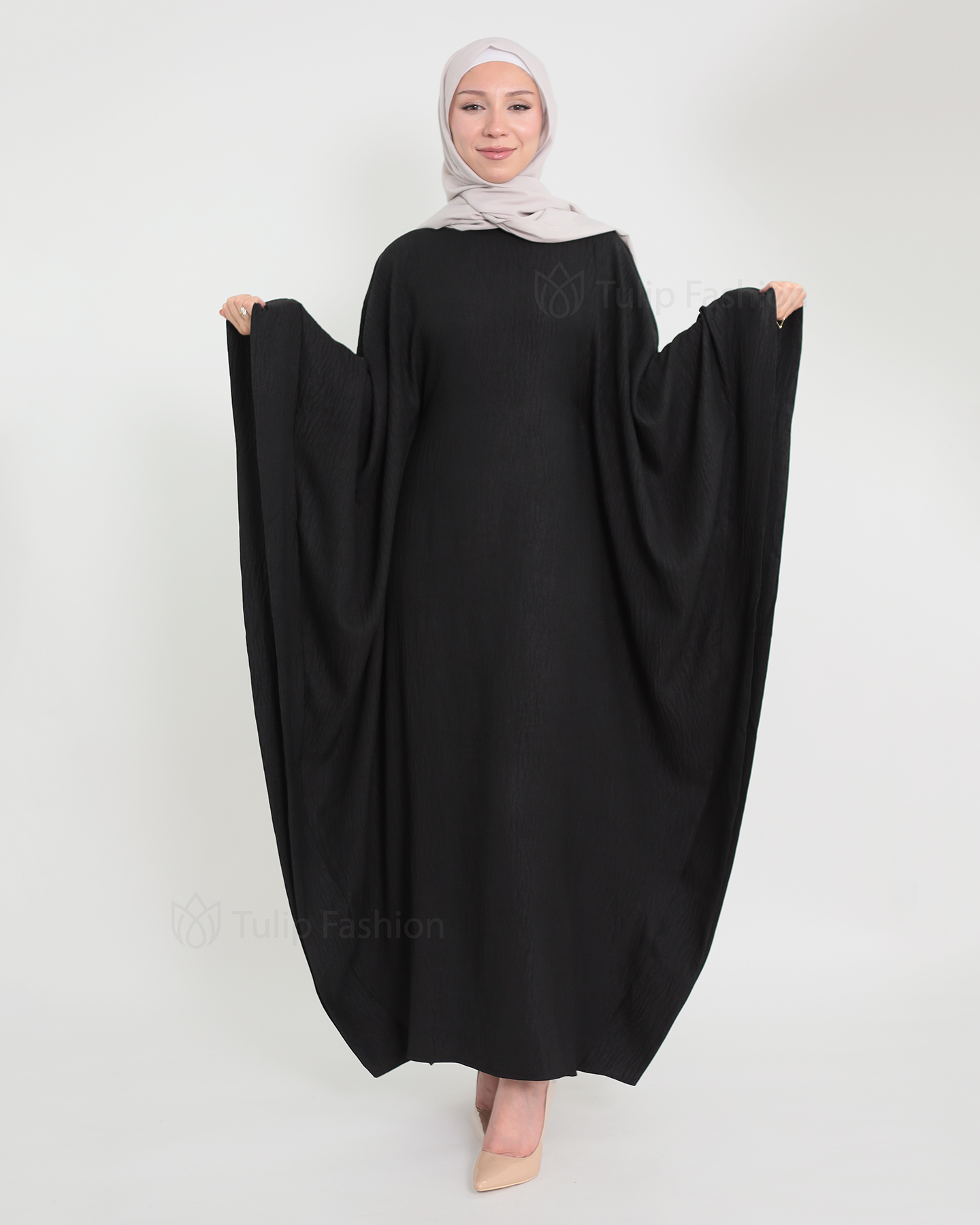 Butterfly Abaya - Black - 6