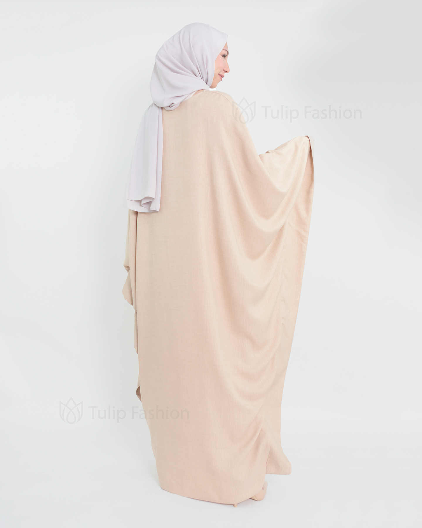 Butterfly Abaya - Beige - 4