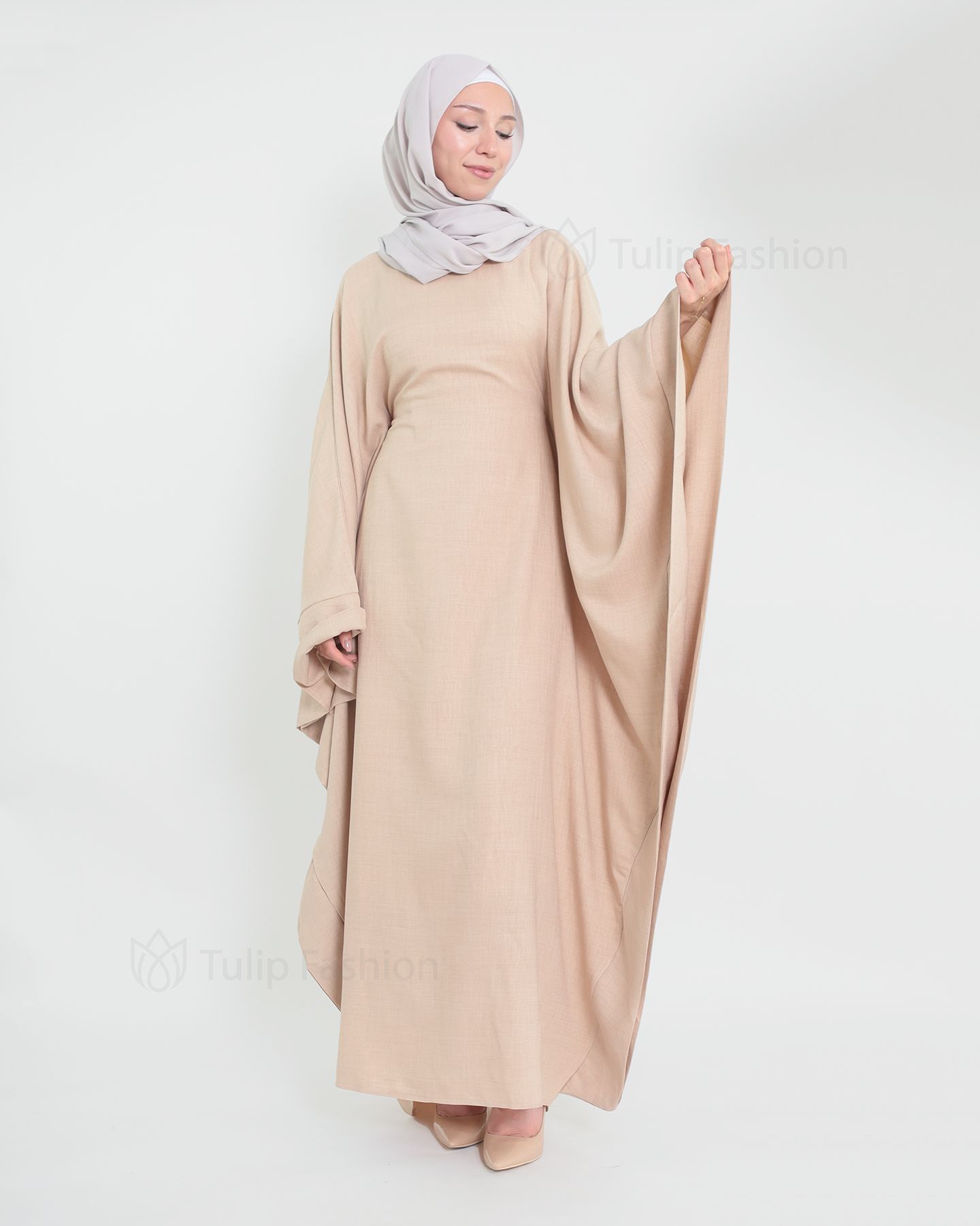 Butterfly Abaya - Beige - 2
