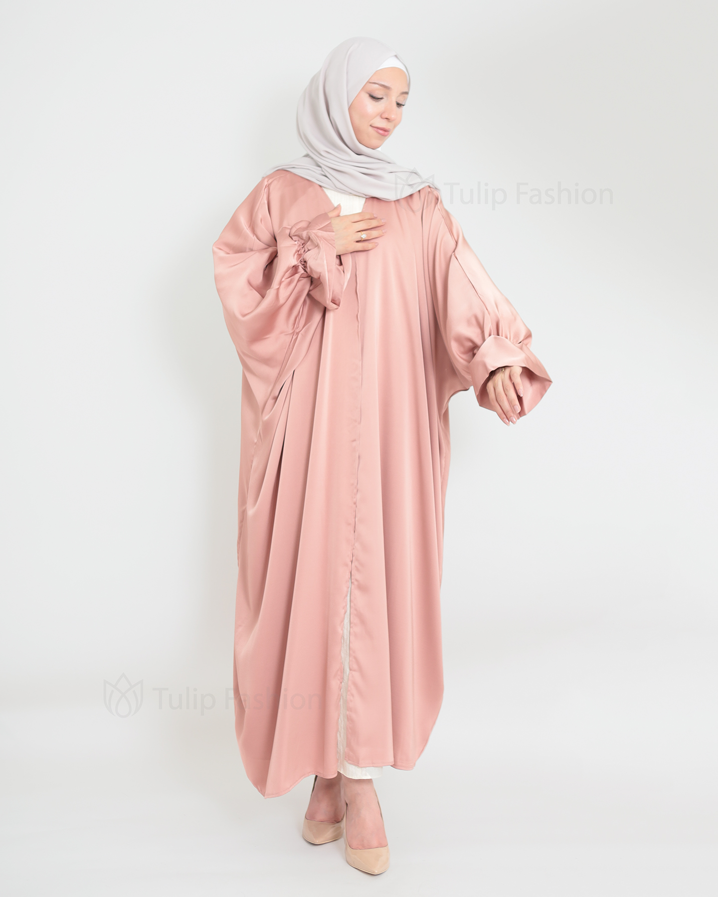 Satin Abaya - Rose - 5