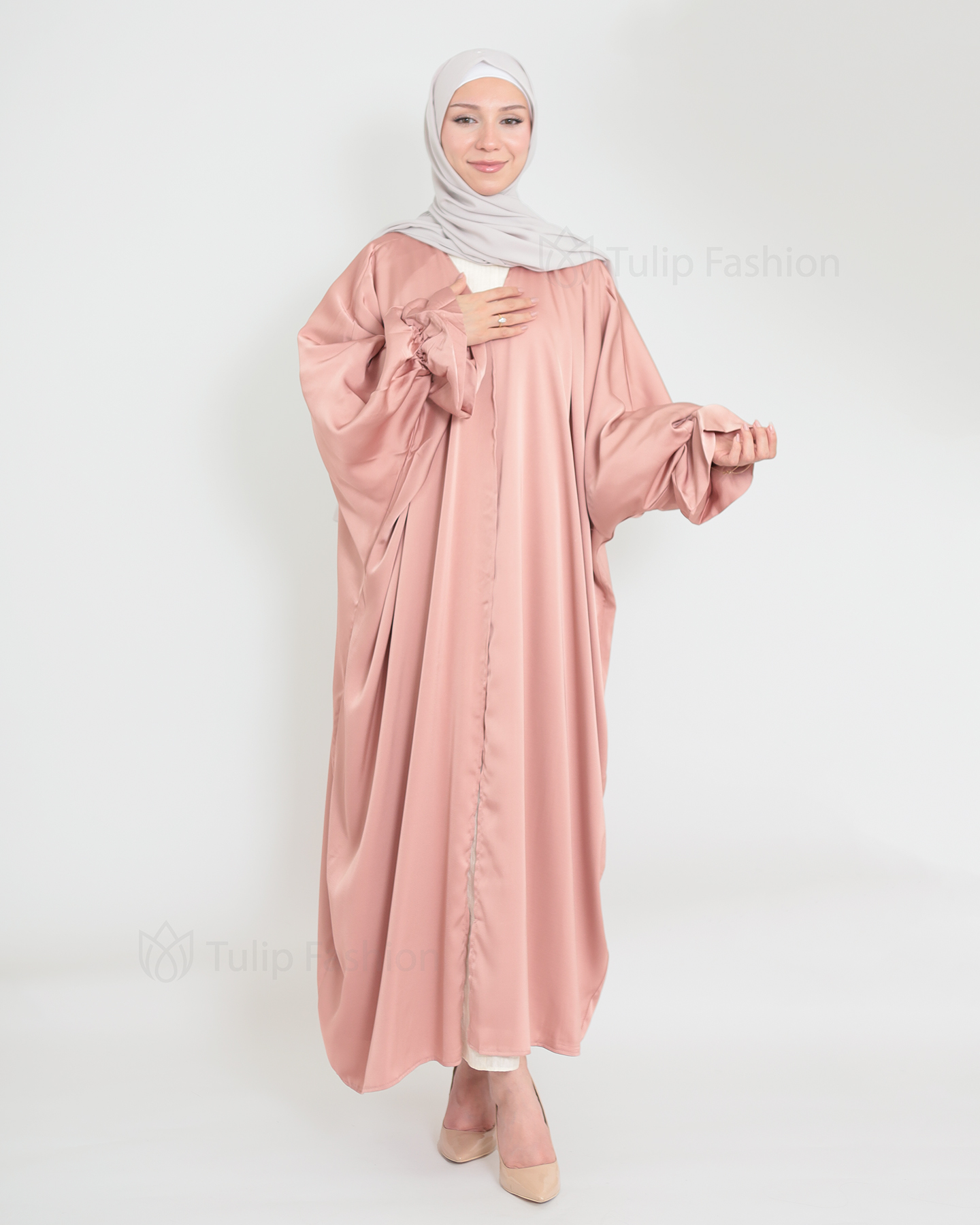 Satin Abaya - Rose - 4