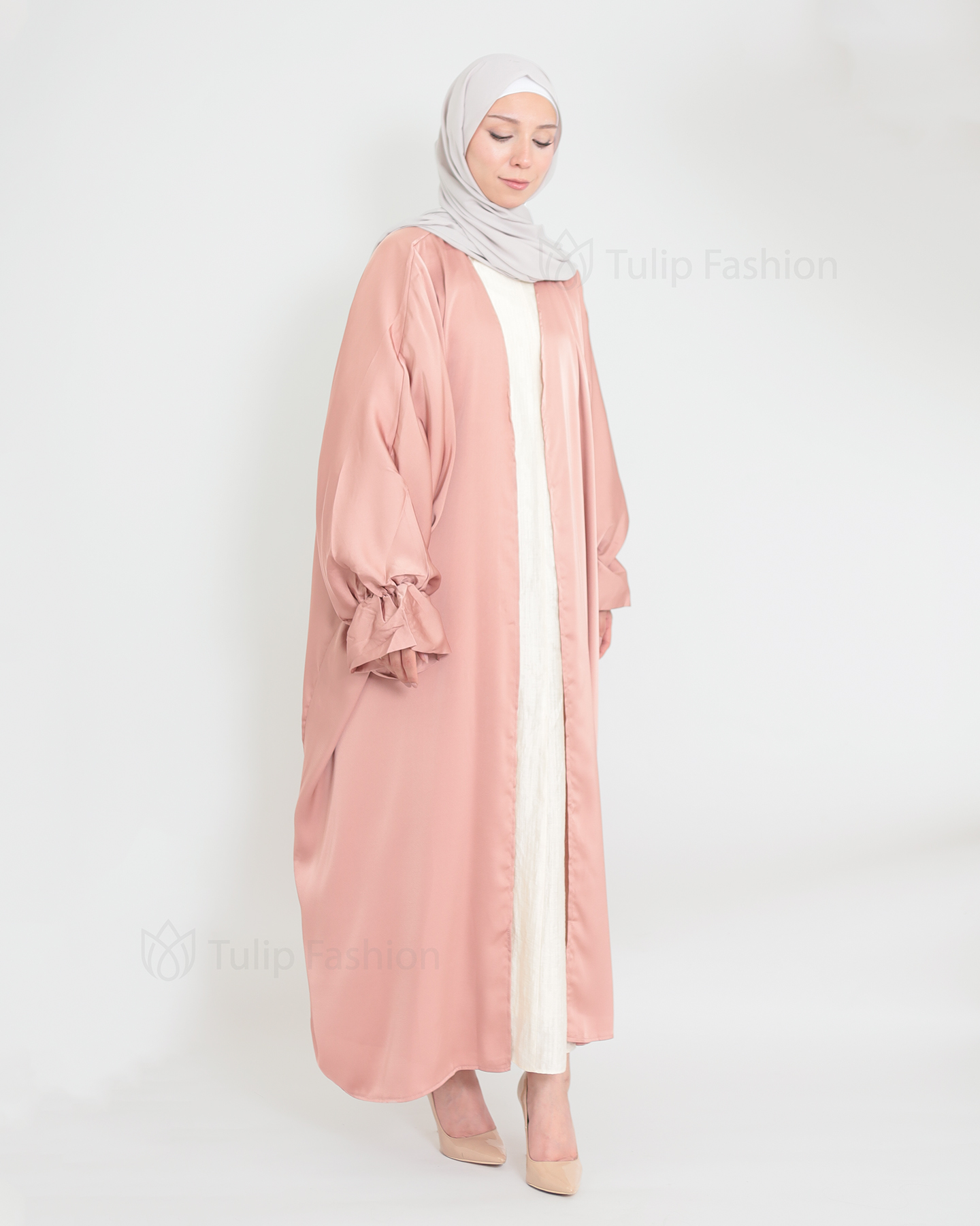 Satin Abaya - Rose - 2