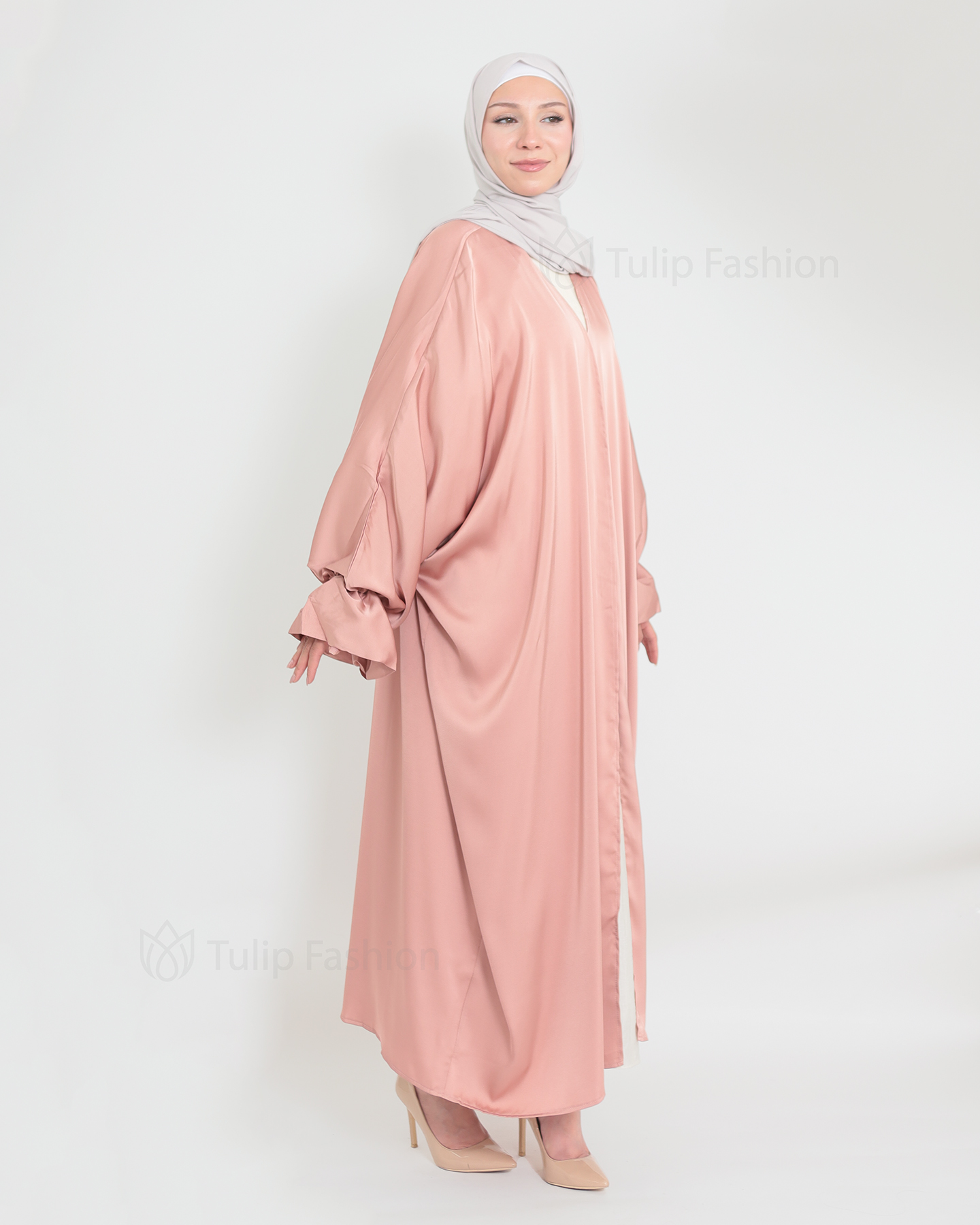 Satin Abaya - Rose - 3