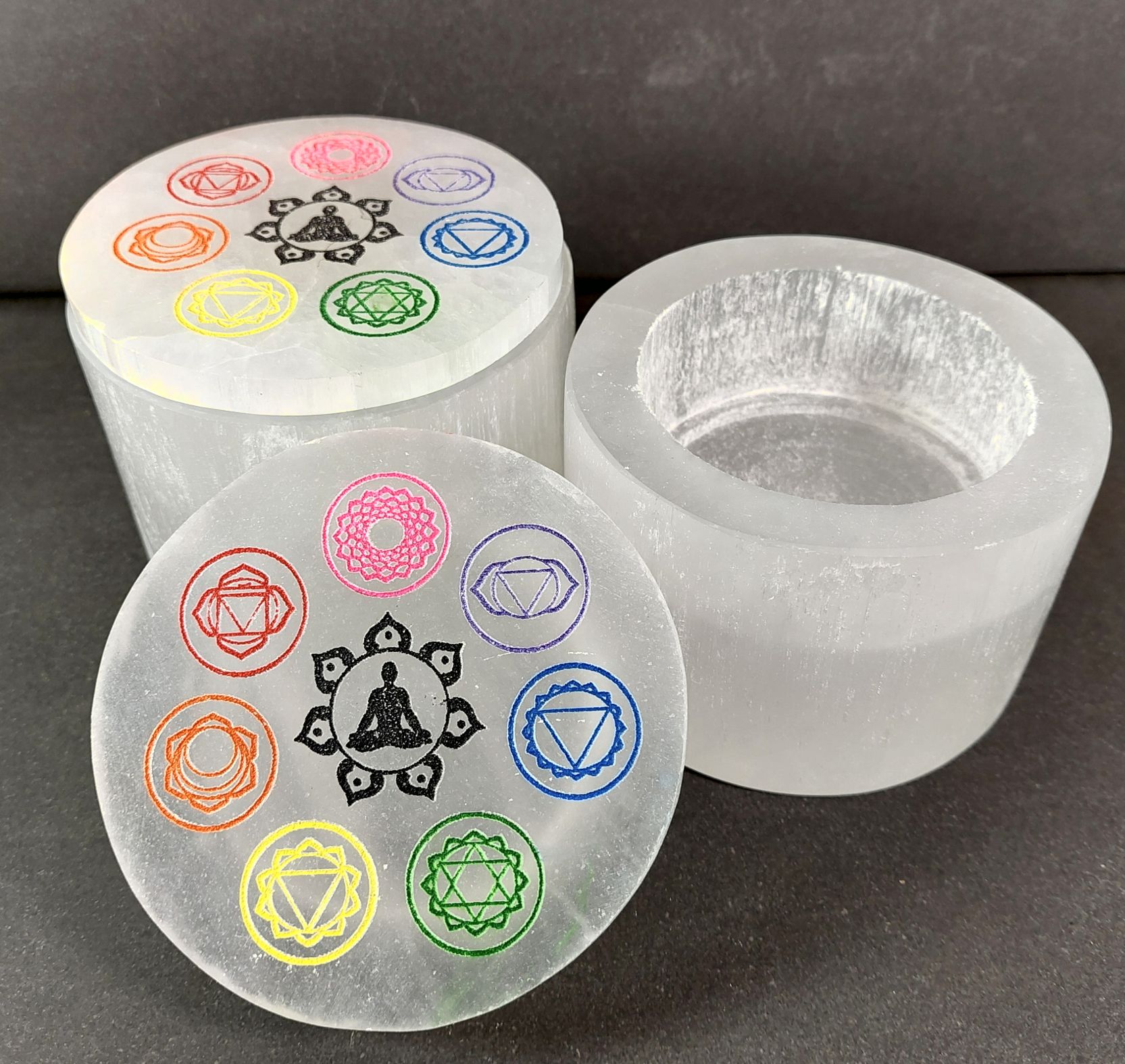 Selenit Burk med Chakra - 2
