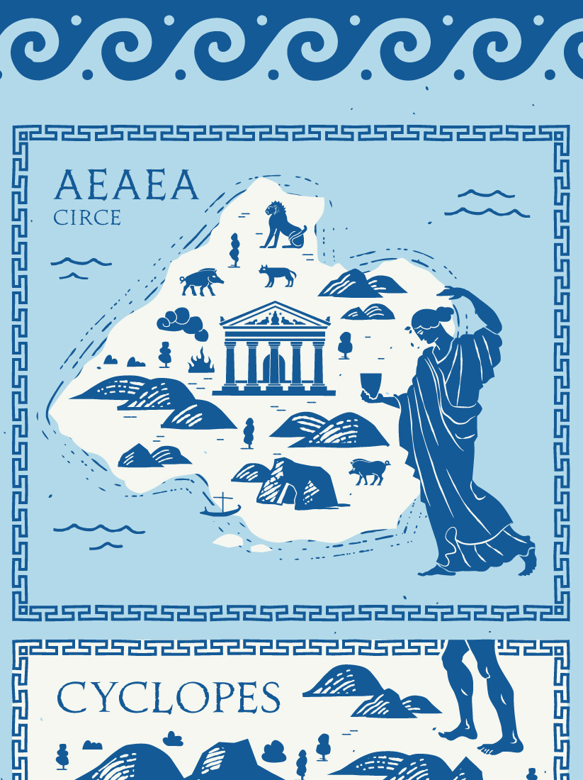 Literary Maps : Homer The Odyssey - Litterär karta för din läsning! - 2