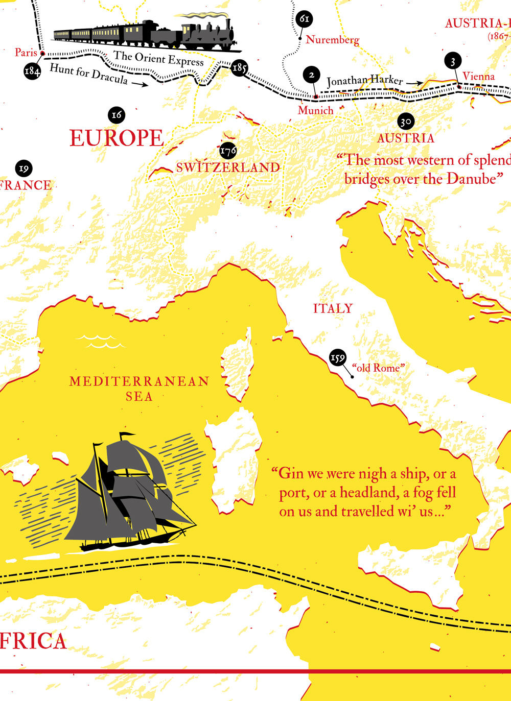 Literary Maps : Bram Stoker Dracula - Litterär karta för din läsning! - 2