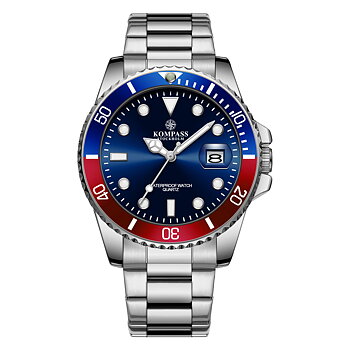 Kompass OceanXplorer Silver Blue/Red