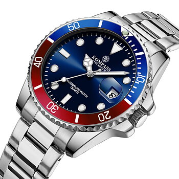 Kompass OceanXplorer Silver Blue/Red