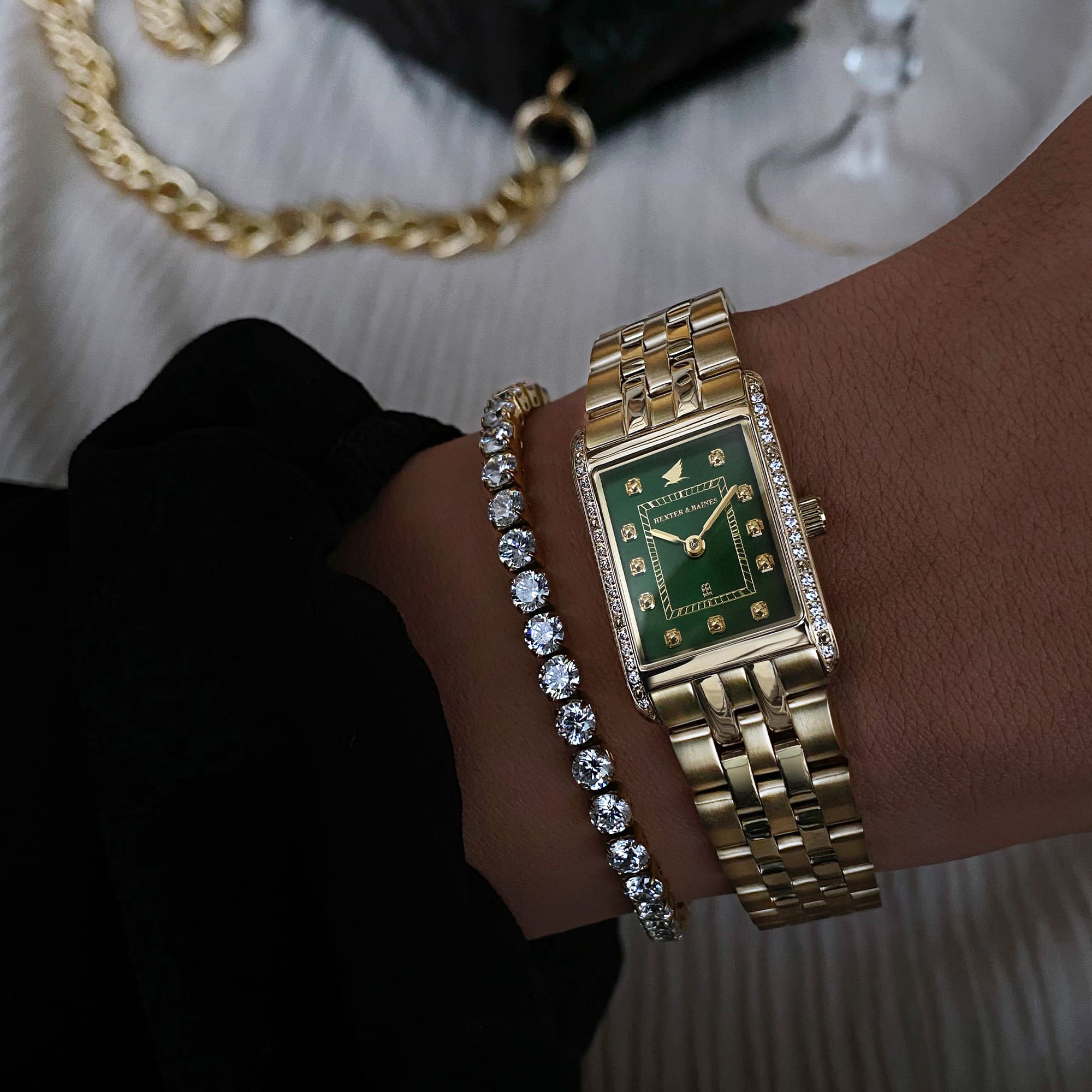 H&B Gala Pavé, Gold & Green - 15